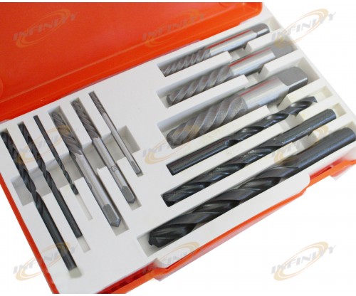 12 PC RIGID SCREW EXTRACTOR SET DRILL EASY OUT HAND TOOL